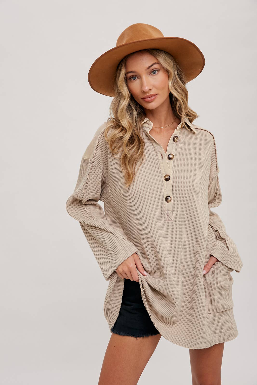 Thermal Henley Tunic Shirt