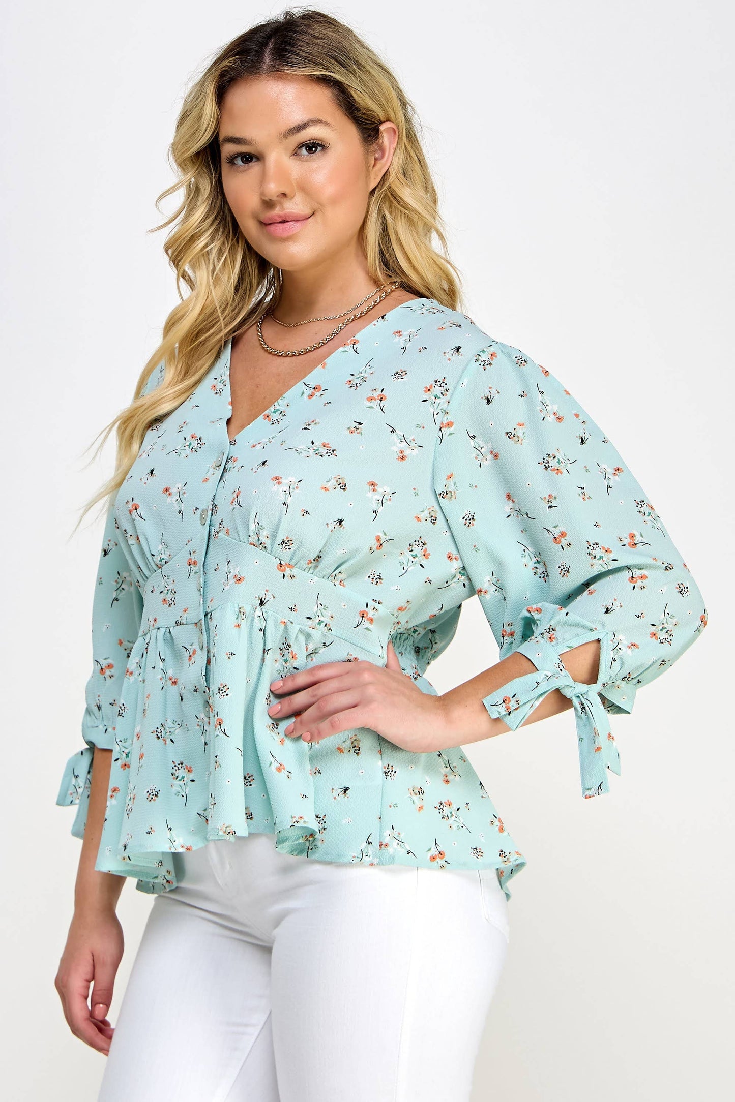 Floral Print Babydoll Blouse