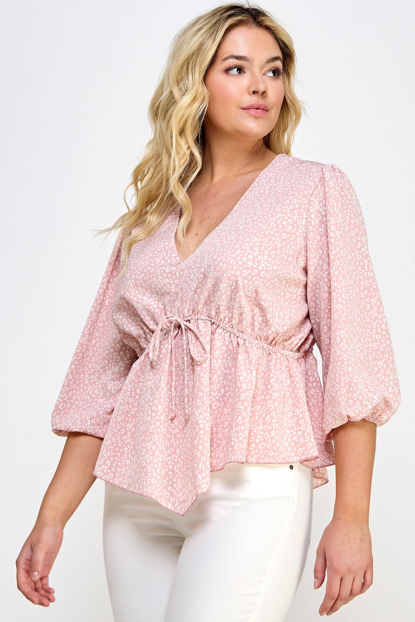Pink Leopard Print Babydoll Top