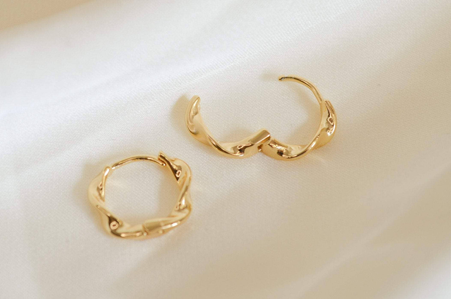 Ariel 18k gold vermeil twisted huggie hoops