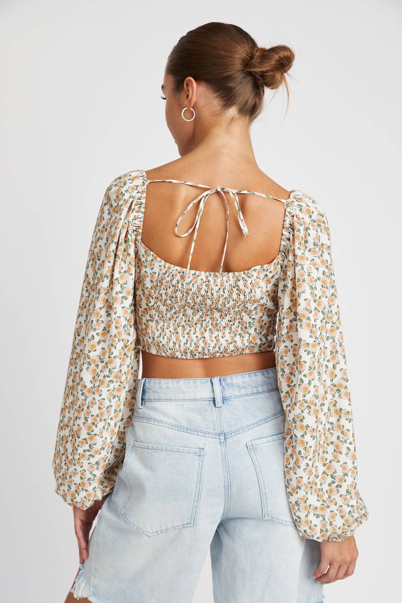 Bubble Sleeve Printed Blouse