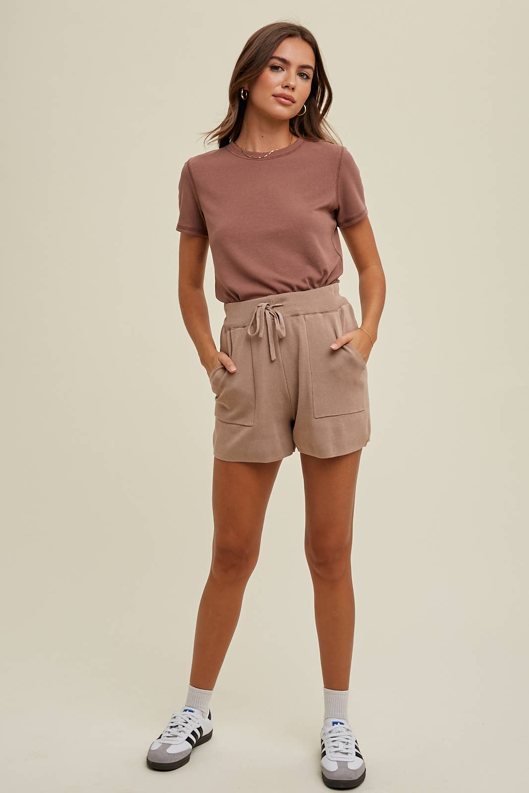 Ribbed Knit Basic T-shirt