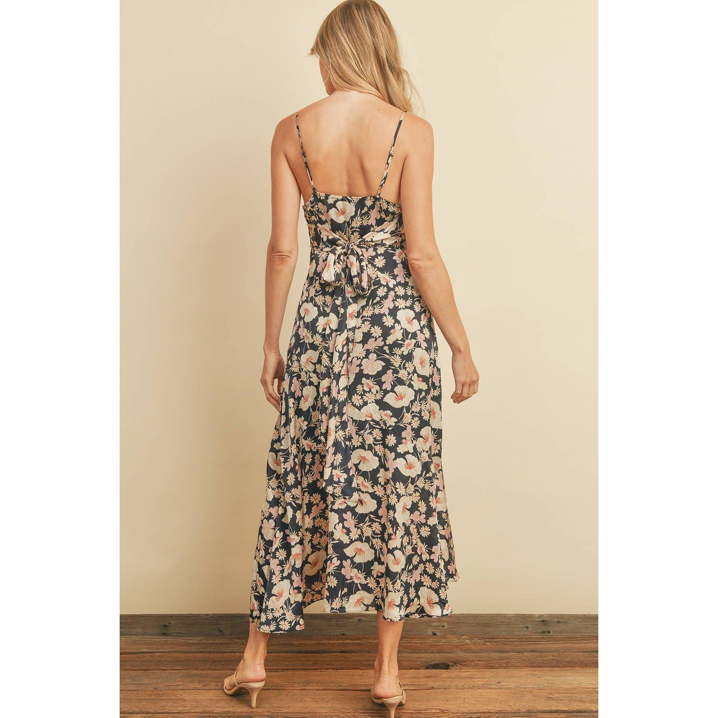 Indigo Mood Tie Back Slit Midi Dress