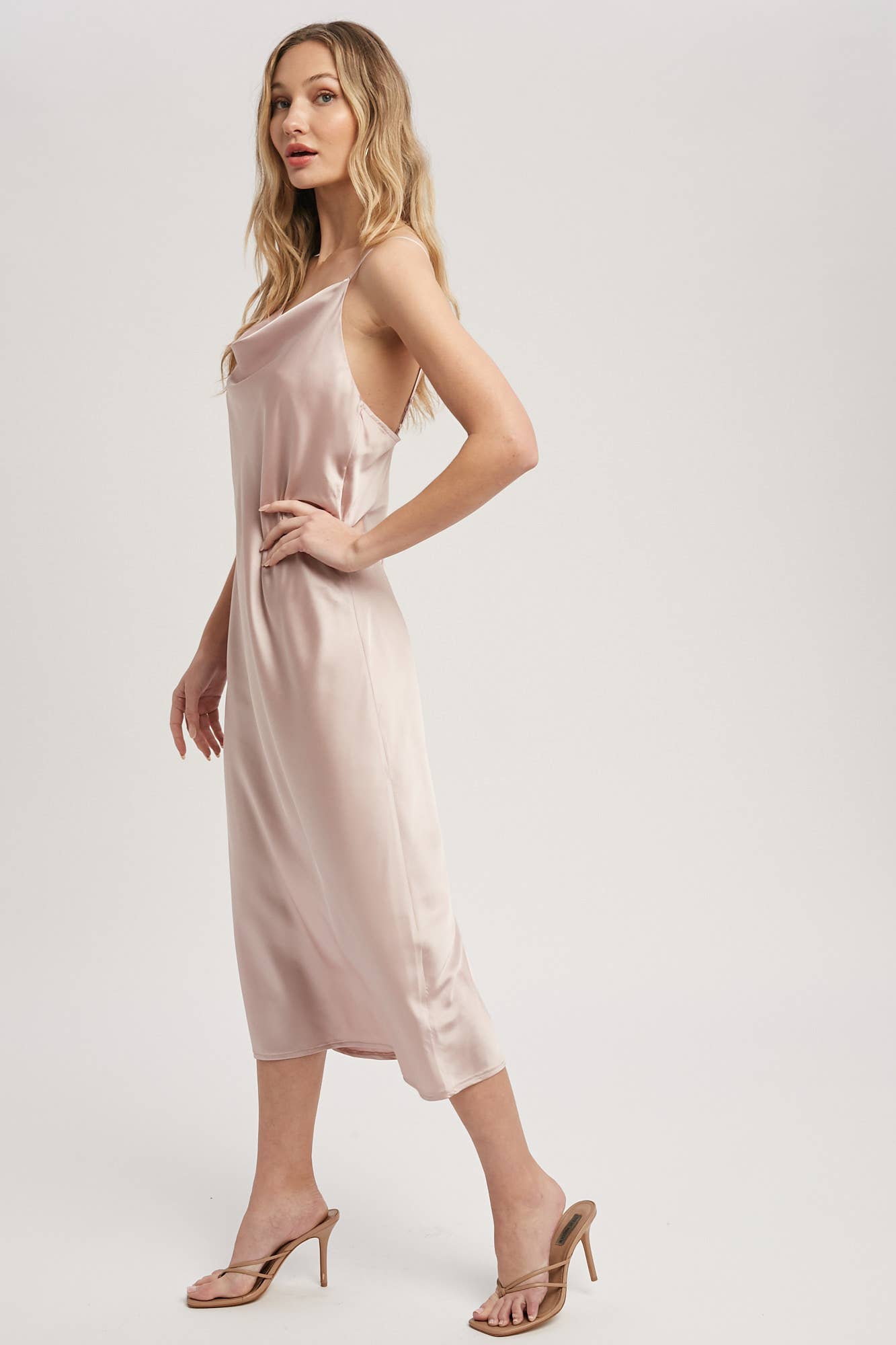 Satin Midi Slip Dress