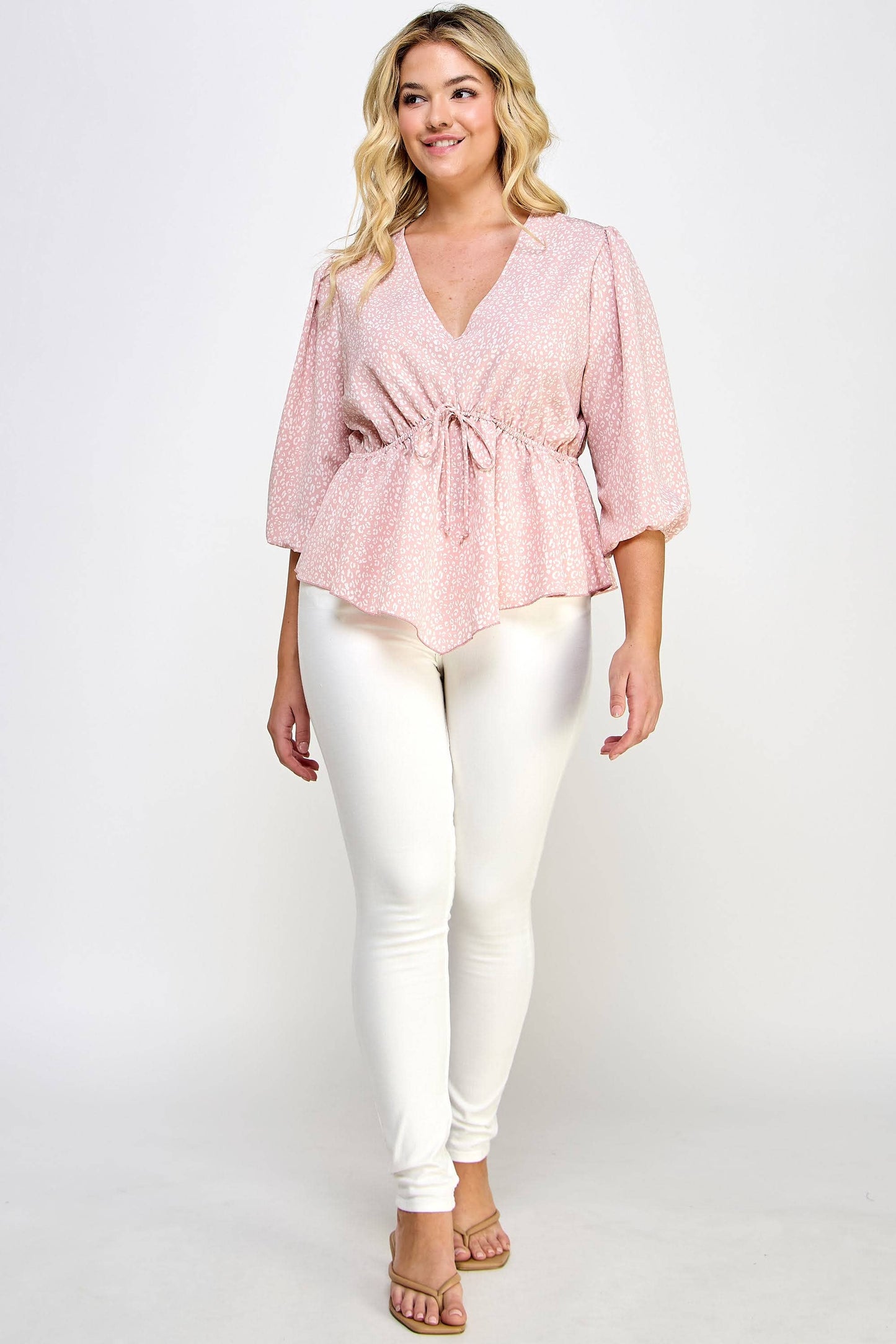 Pink Leopard Print Babydoll Top