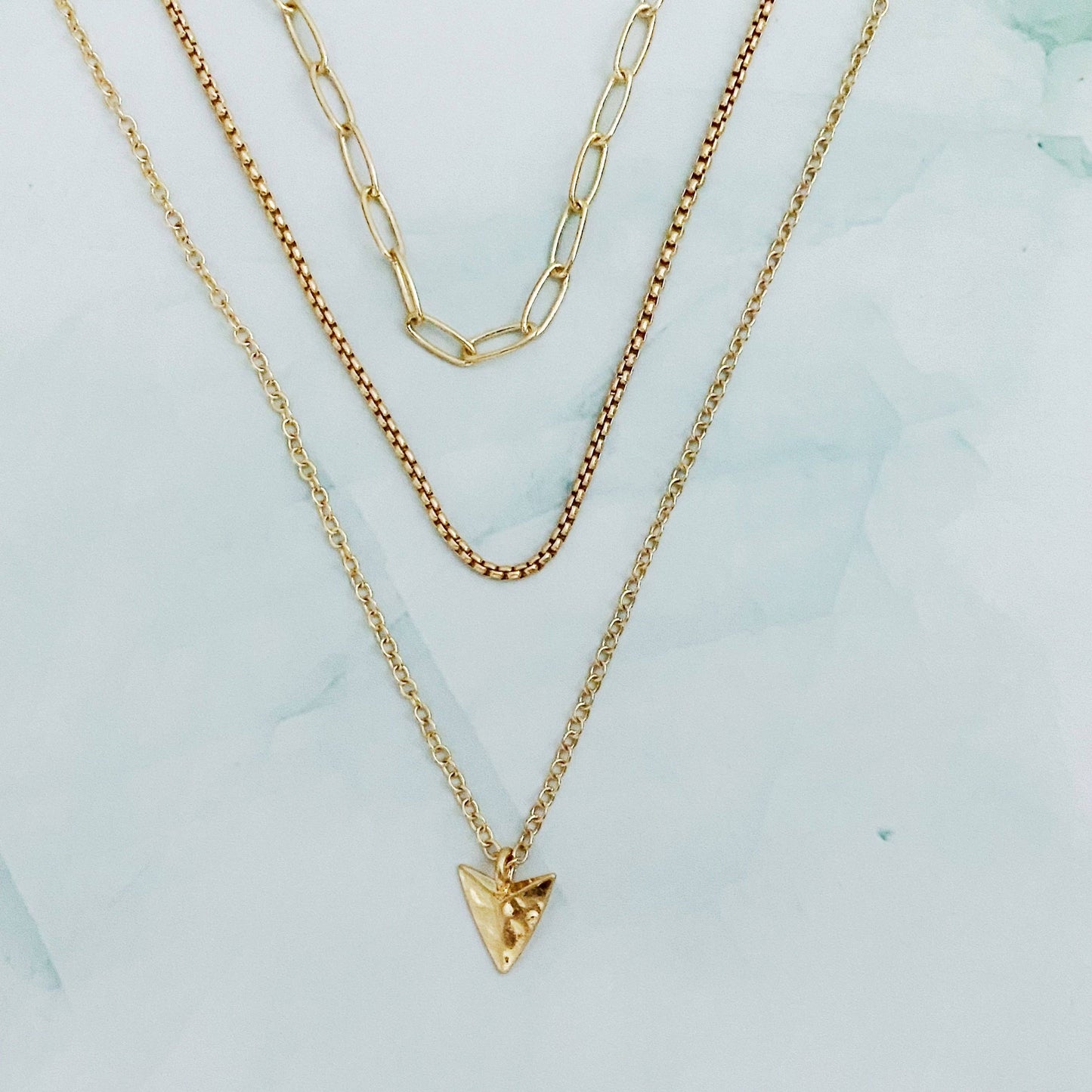 Arrowhead Triple Layered Chain Necklace