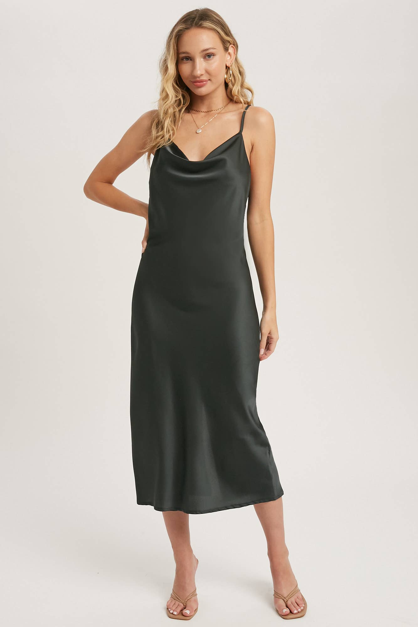 Satin Midi Slip Dress