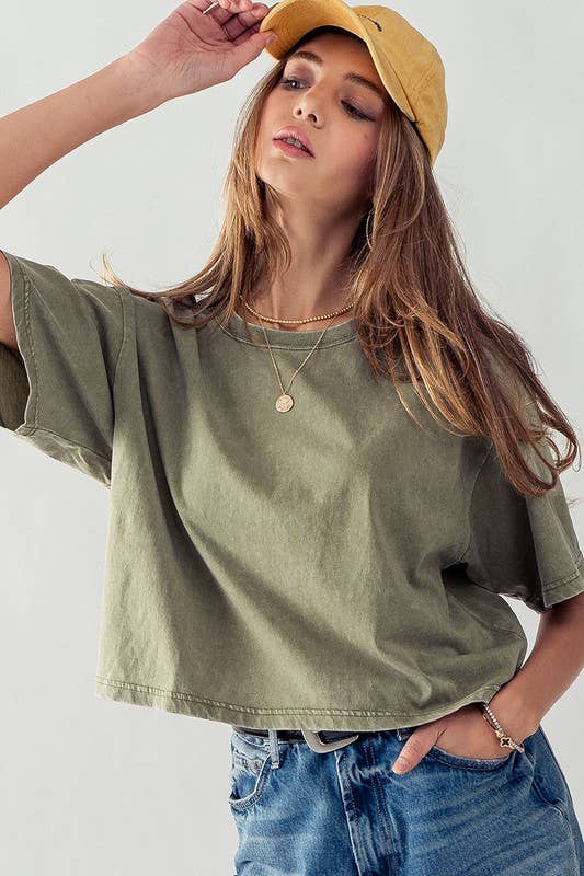 Garment Wash Crop Tee