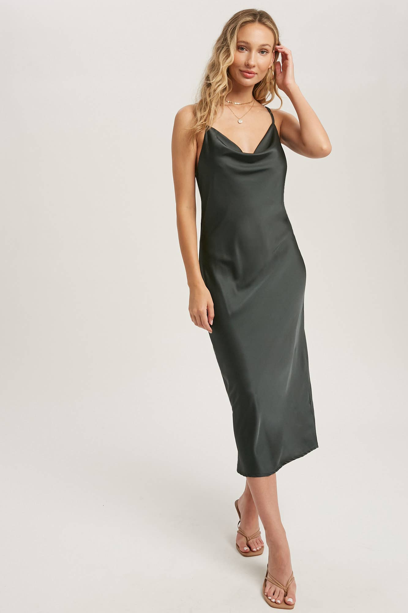 Satin Midi Slip Dress