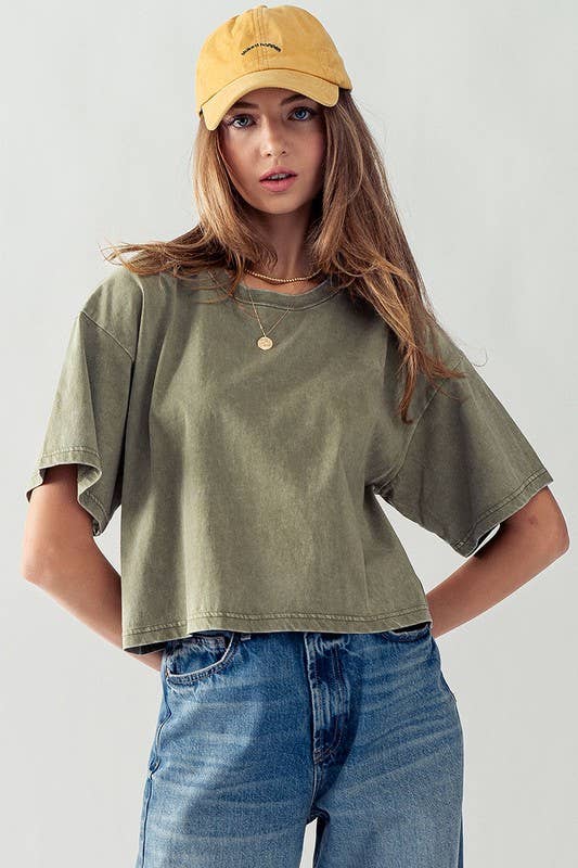 Garment Wash Crop Tee