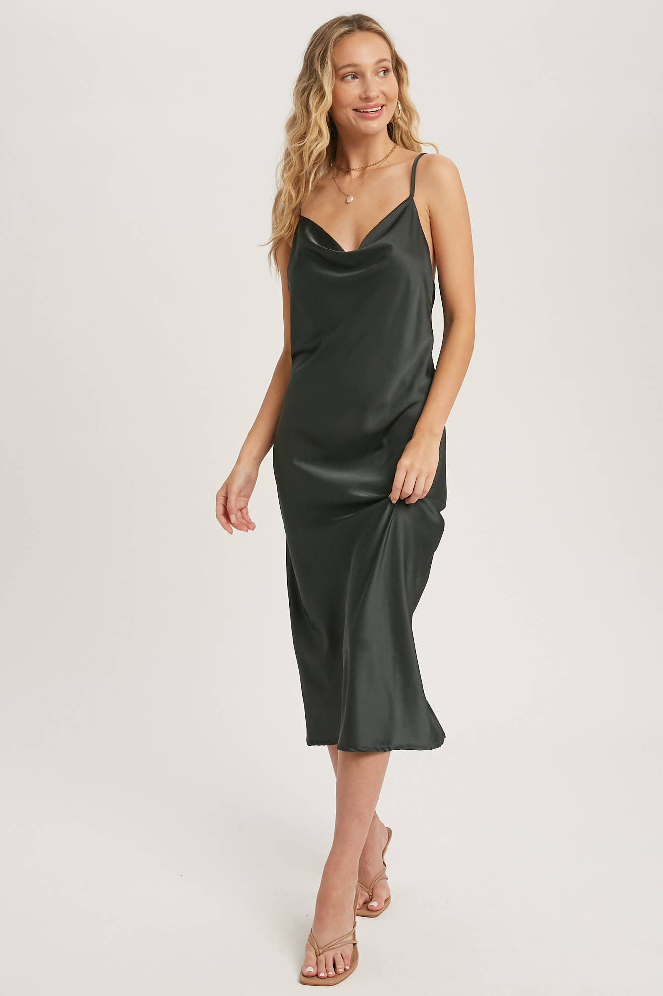 Satin Midi Slip Dress