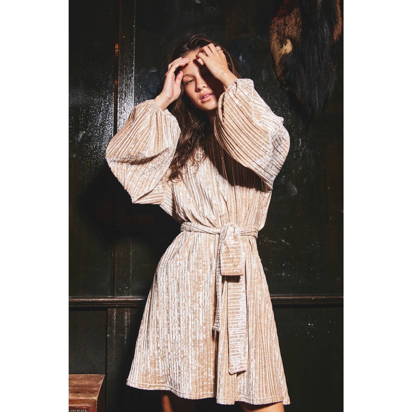 Velvet High Scoop Neck Dress