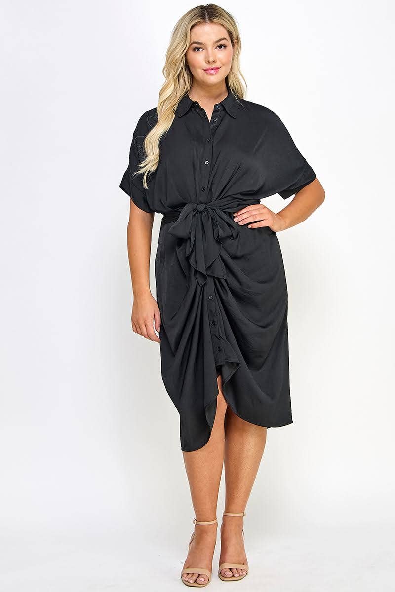 Draped Button Down Dress