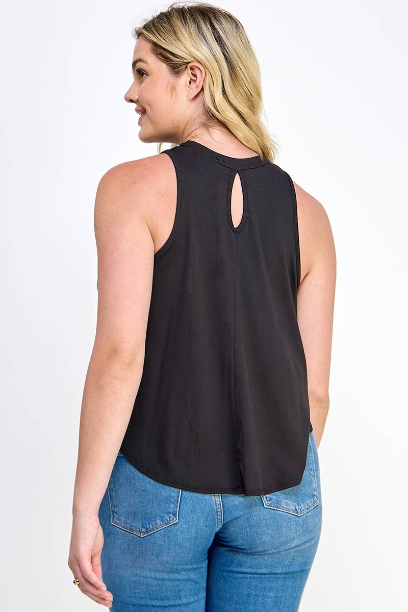 Ribbed High-Neck Tank Top