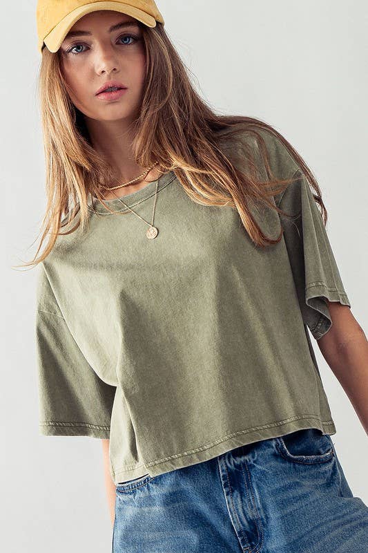 Garment Wash Crop Tee