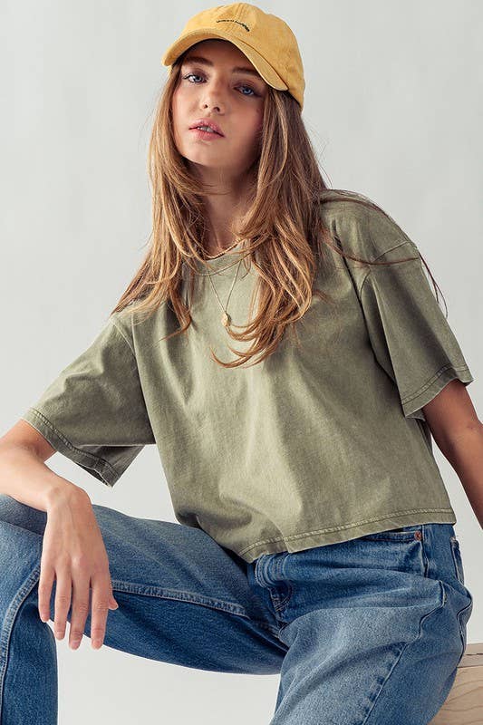 Garment Wash Crop Tee