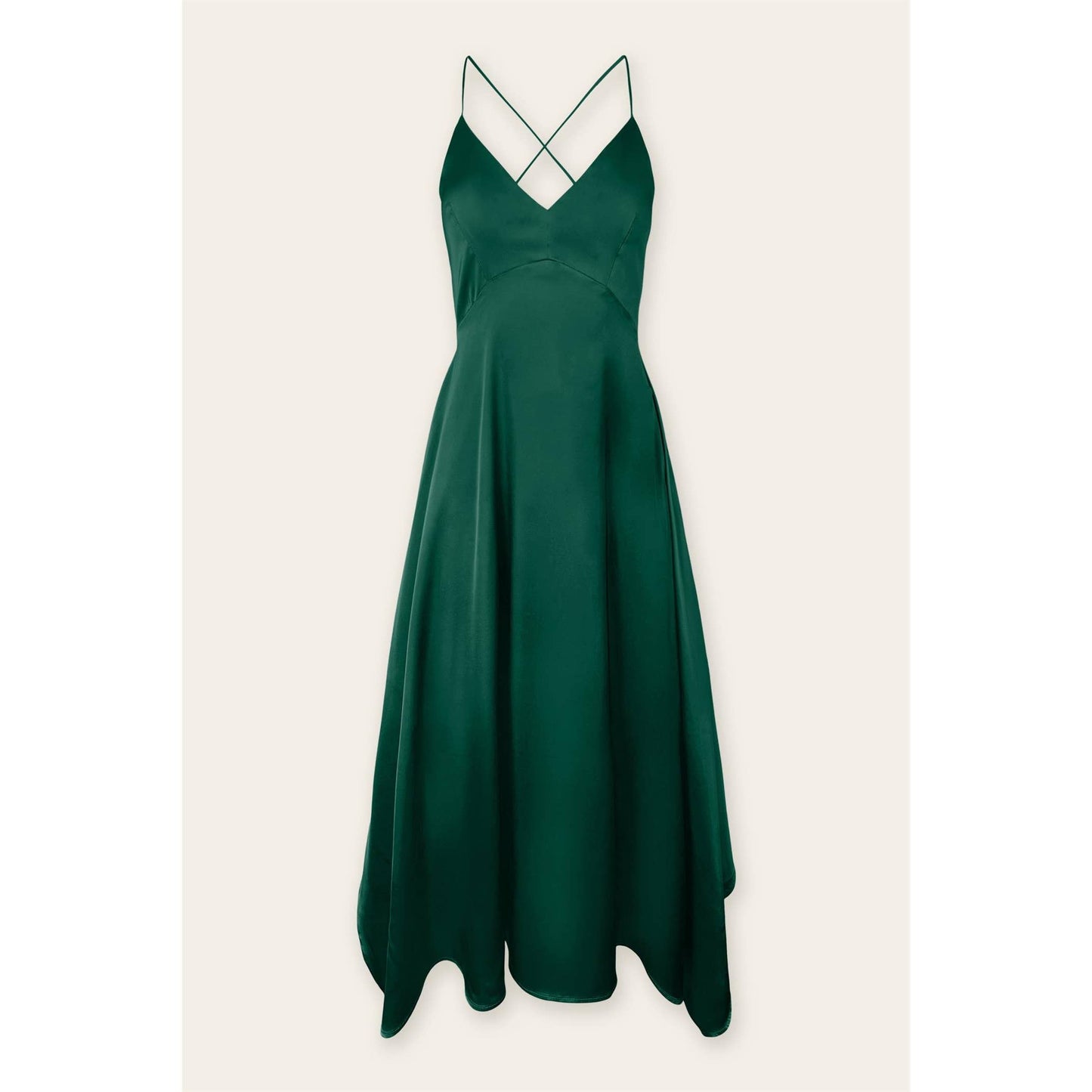 Satin Handkerchief Hem Midi Dress