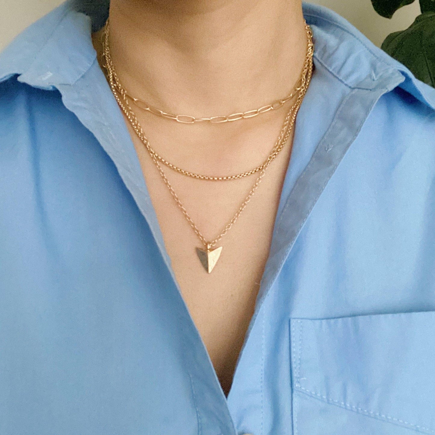 Arrowhead Triple Layered Chain Necklace