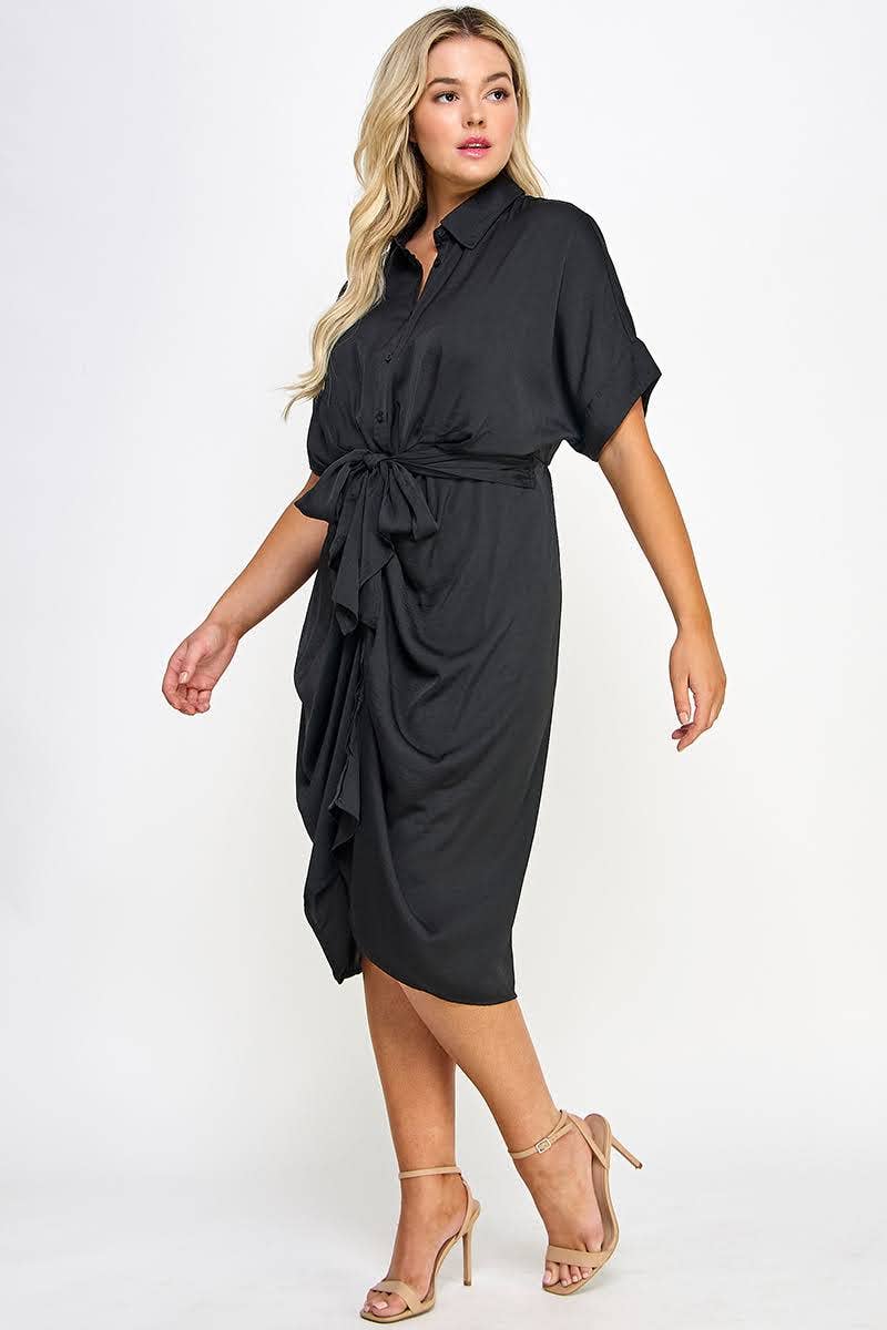 Draped Button Down Dress
