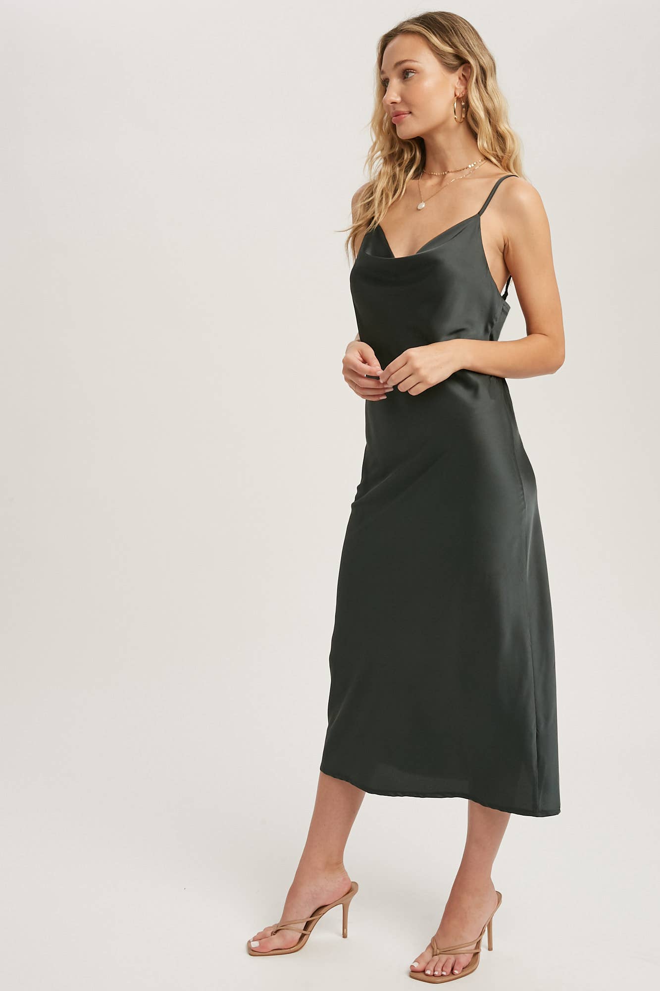 Satin Midi Slip Dress