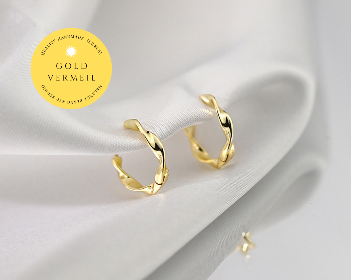 Ariel 18k gold vermeil twisted huggie hoops