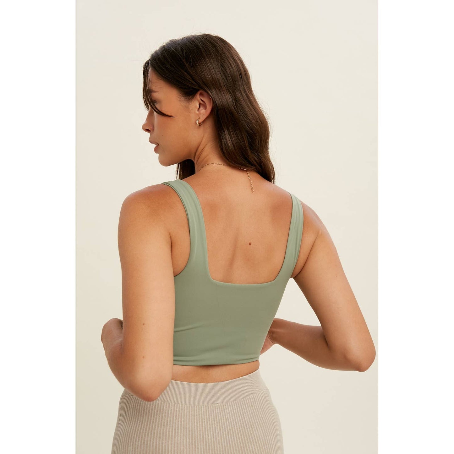 Sage Square Neck Crop Top