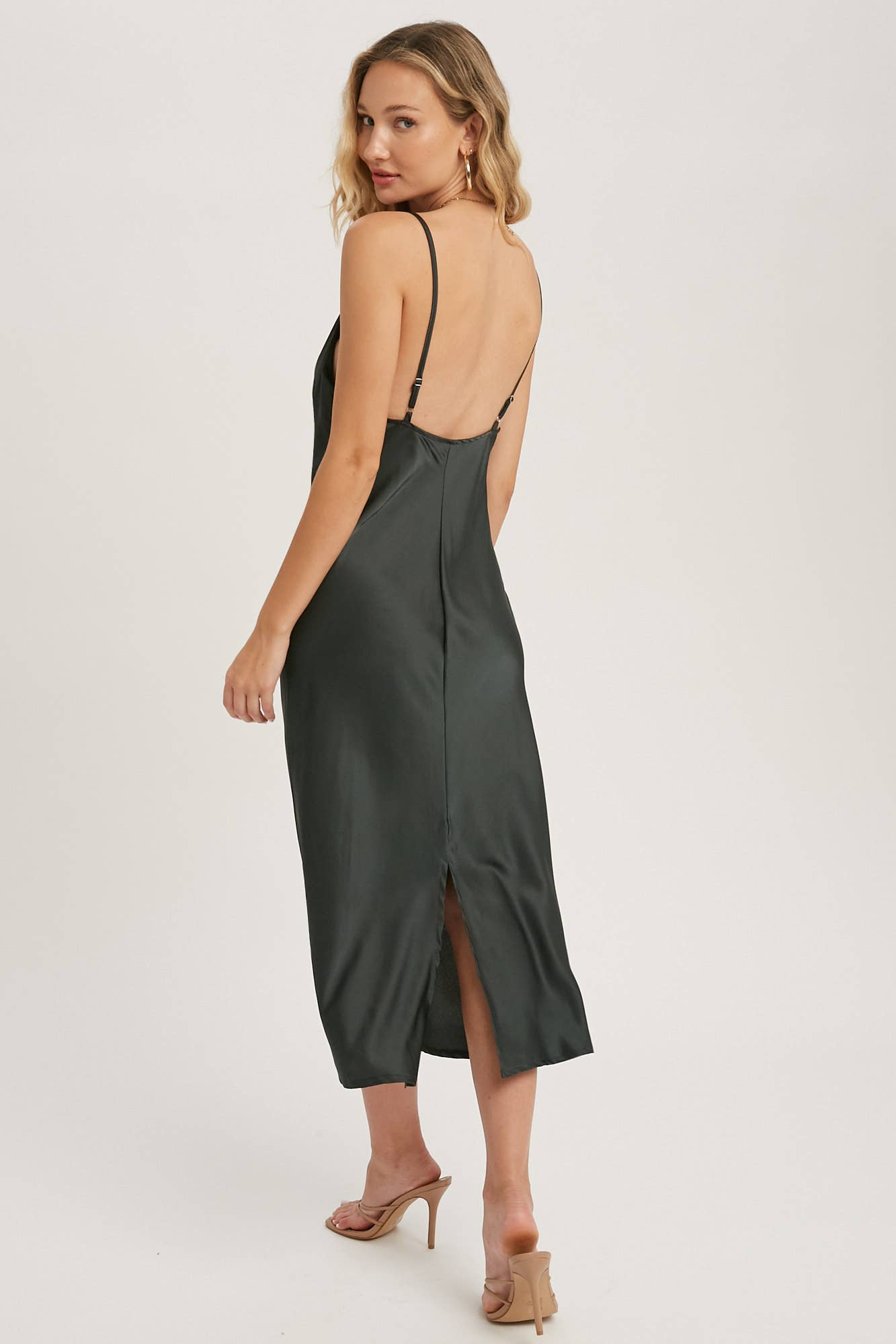 Satin Midi Slip Dress
