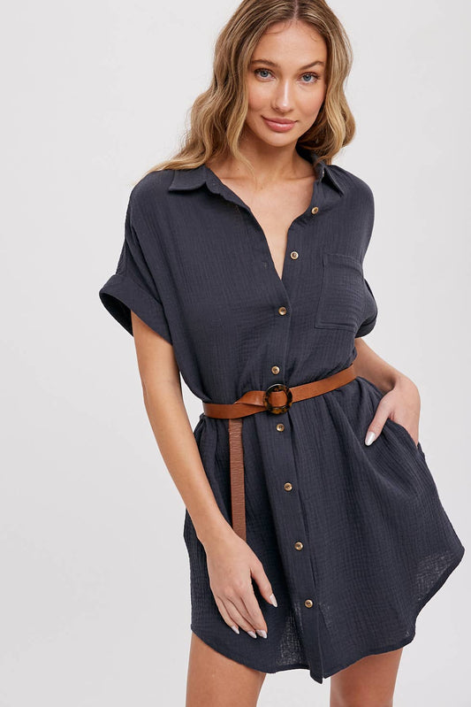 Button up Shirt Mini Dress