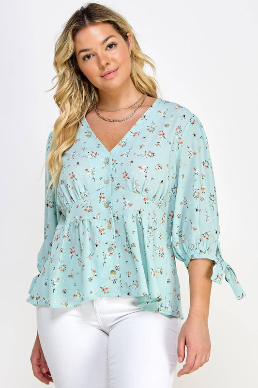 Floral Print Babydoll Blouse