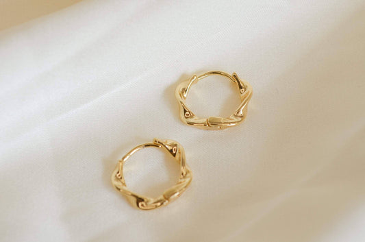 Ariel 18k gold vermeil twisted huggie hoops