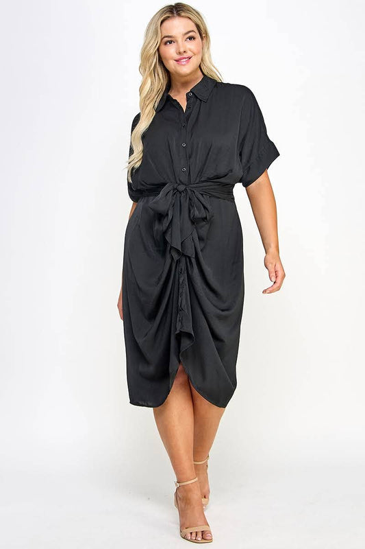 Draped Button Down Dress