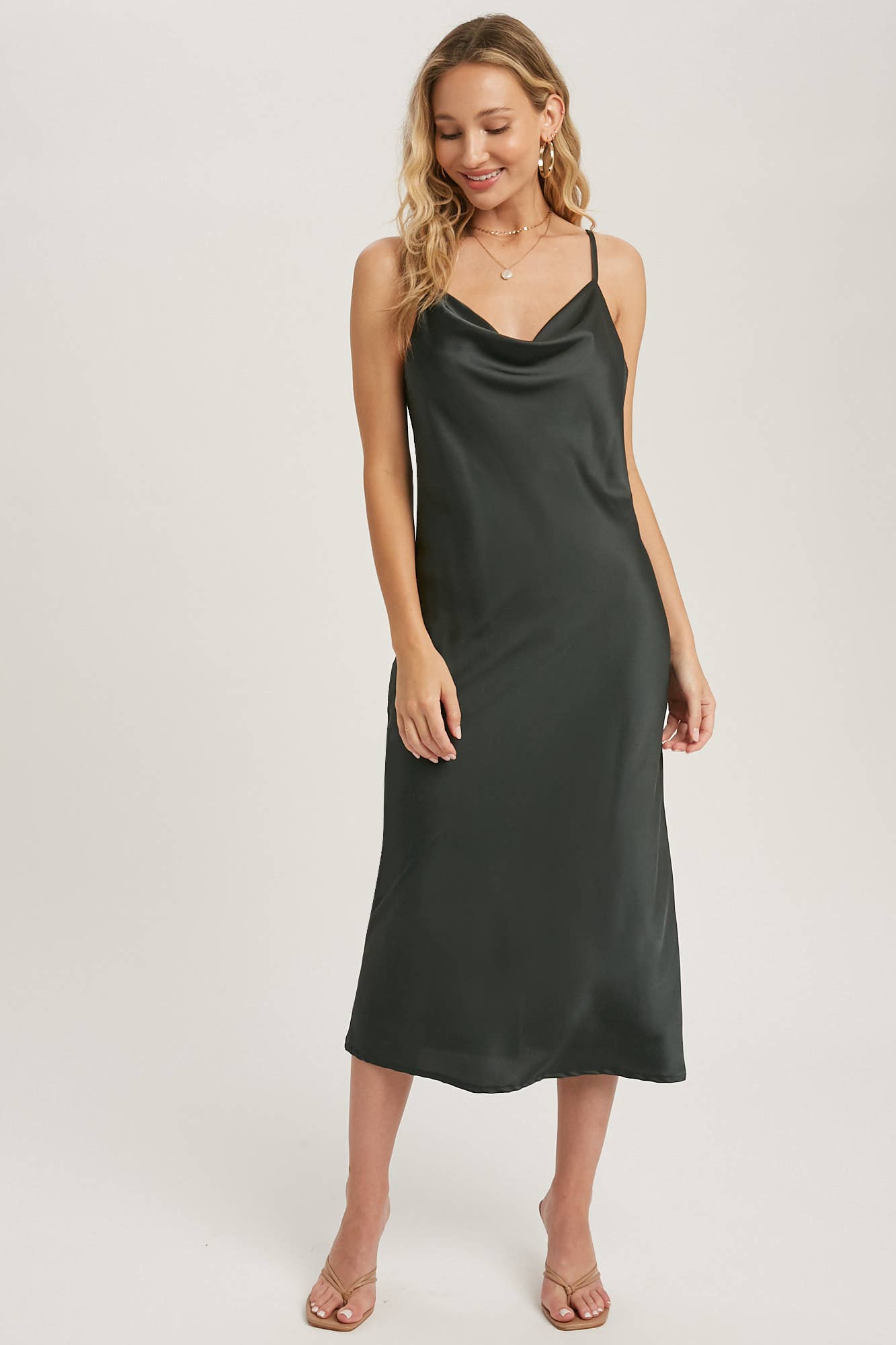 Satin Midi Slip Dress