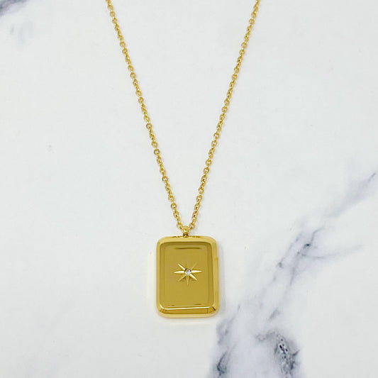 Smooth Square Sunburst Necklace