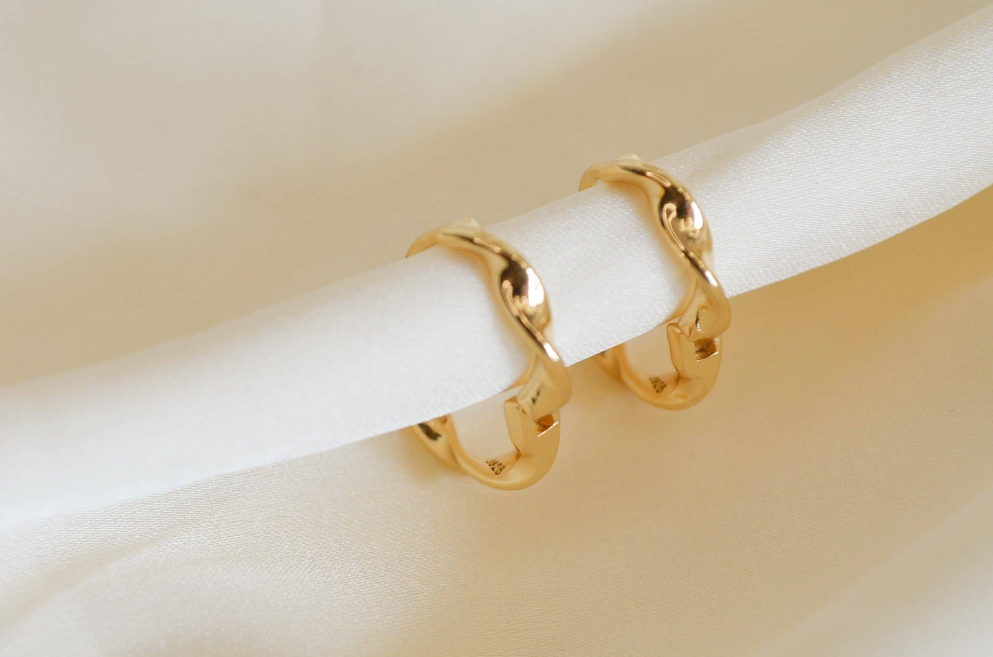 Ariel 18k gold vermeil twisted huggie hoops