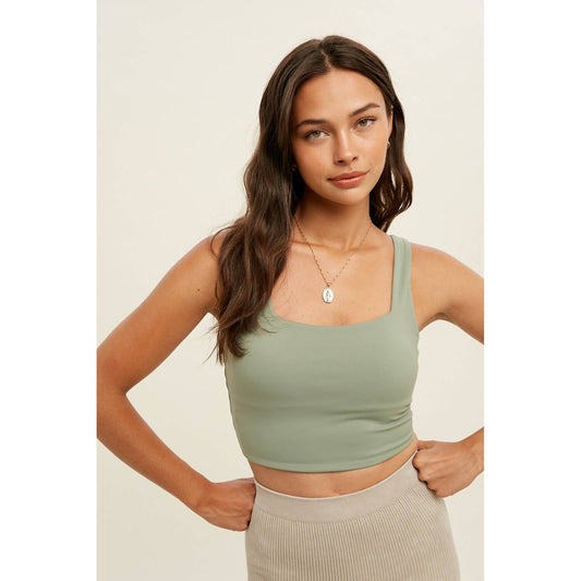 Sage Square Neck Crop Top